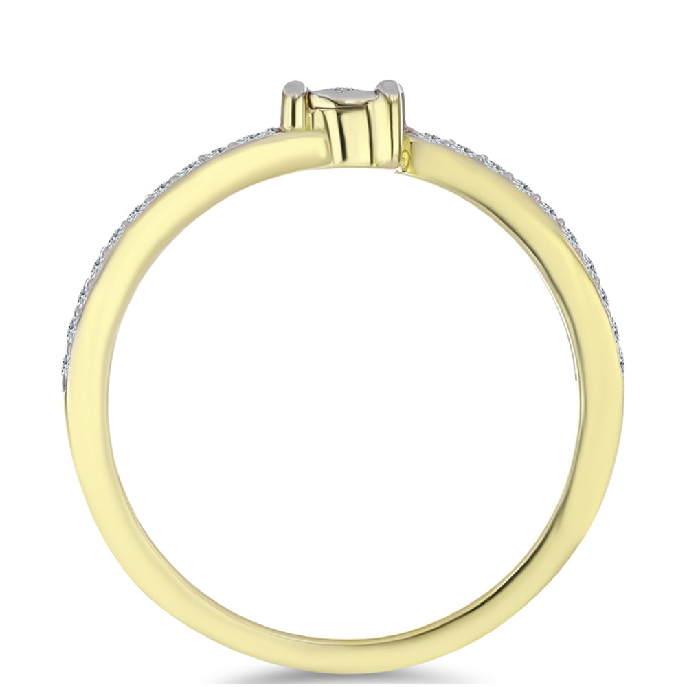 Anillo de Plata Bañada en Oro con Diamante blanco y Topacio Blanco