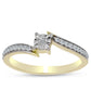 Anillo de Plata Bañada en Oro con Diamante blanco y Topacio Blanco
