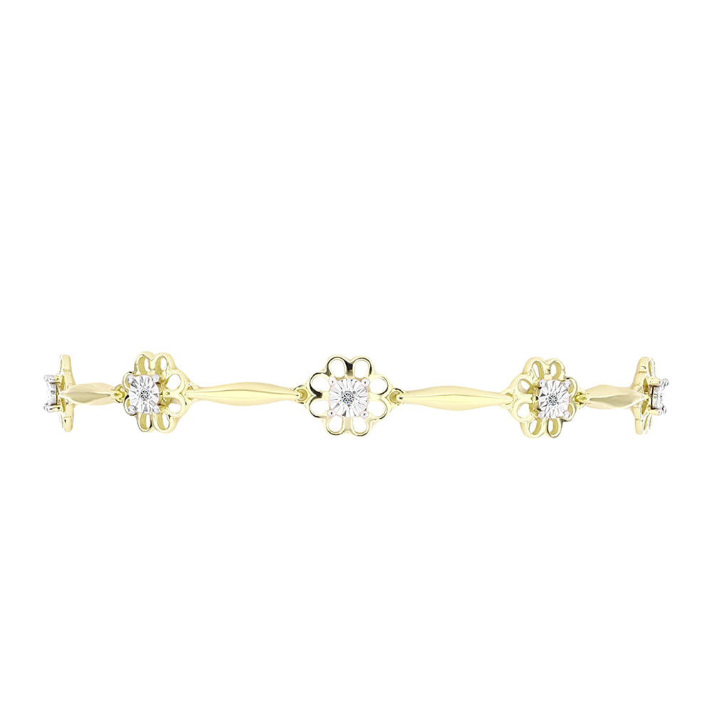 Pulsera de Plata Bañada en Oro con Diamante blanco 2 