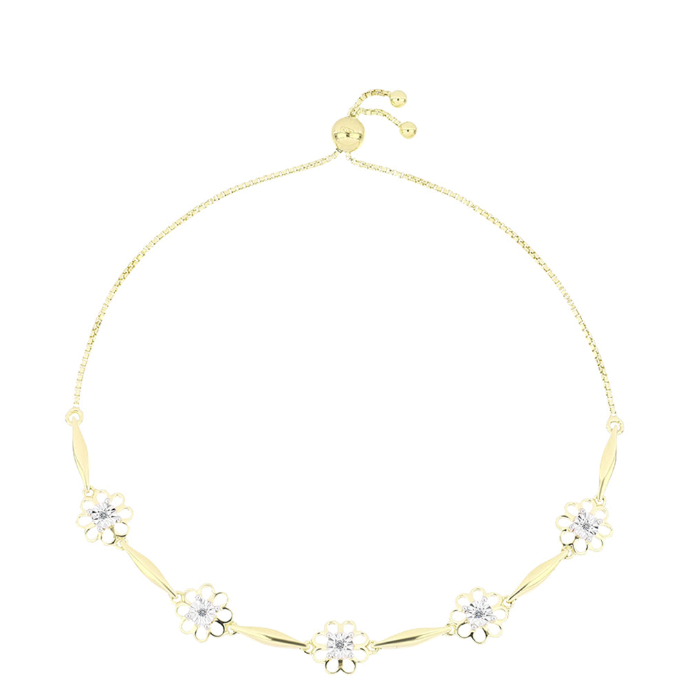Pulsera de Plata Bañada en Oro con Diamante blanco 1 
