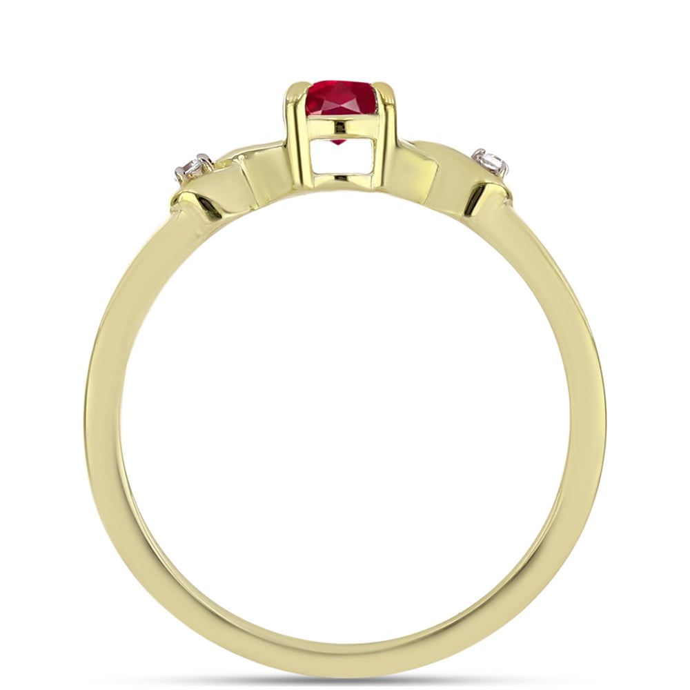 Anillo de Plata Bañada en Oro con Rubí de Madagascar y Topacio Blanco