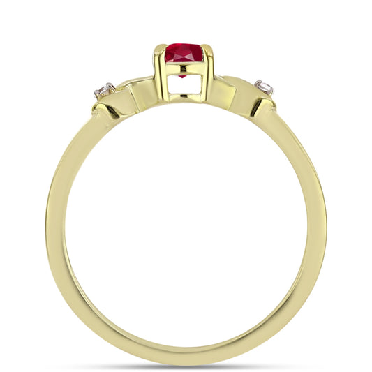 Anillo de Plata Bañada en Oro con Rubí de Madagascar y Topacio Blanco