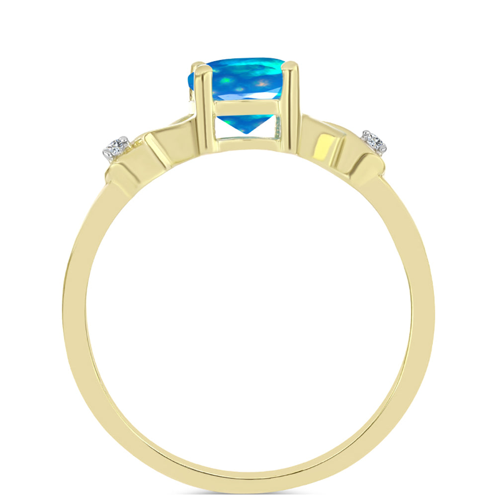 Anillo de Plata Bañada en Oro con Ópalo Paraíso de Etiopia y Topacio Blanco