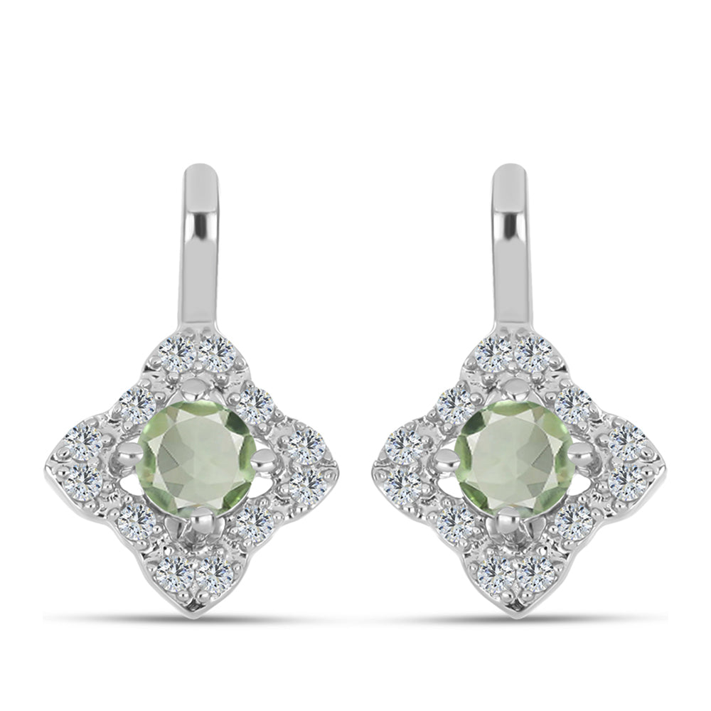 Pendientes de Plata con Amatista Verde y Topacio Blanco