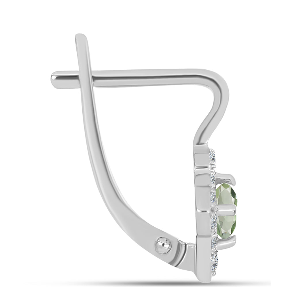 Pendientes de Plata con Amatista Verde y Topacio Blanco 2 
