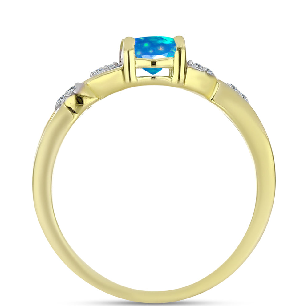 Anillo de Plata Bañada en Oro con Ópalo Paraíso de Etiopia y Topacio Blanco 2 