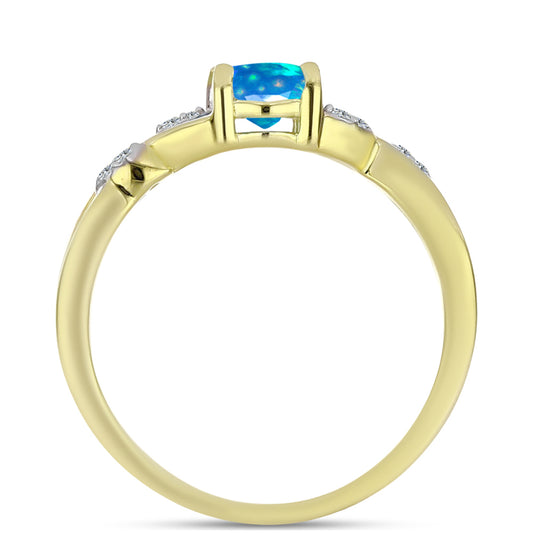 Anillo de Plata Bañada en Oro con Ópalo Paraíso de Etiopia y Topacio Blanco