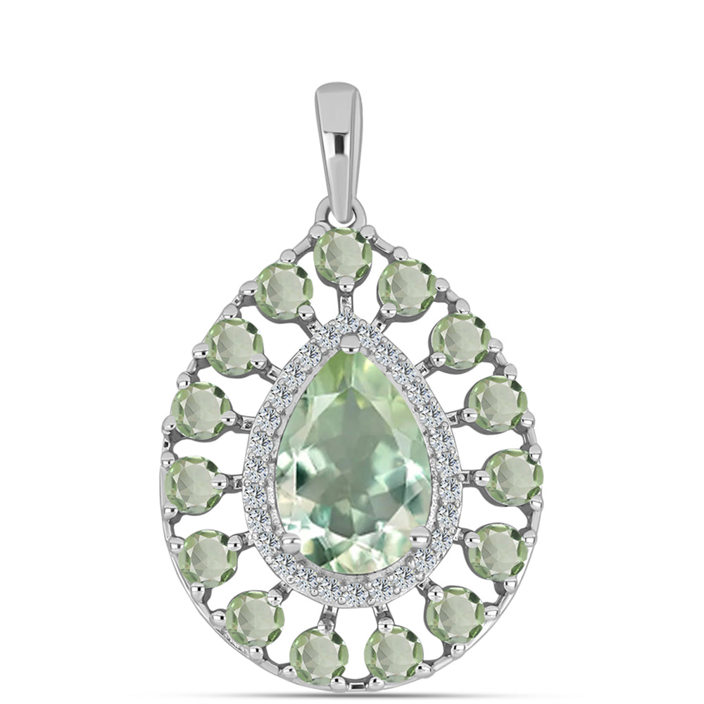 Colgante de Plata con Amatista Verde y Topacio Blanco