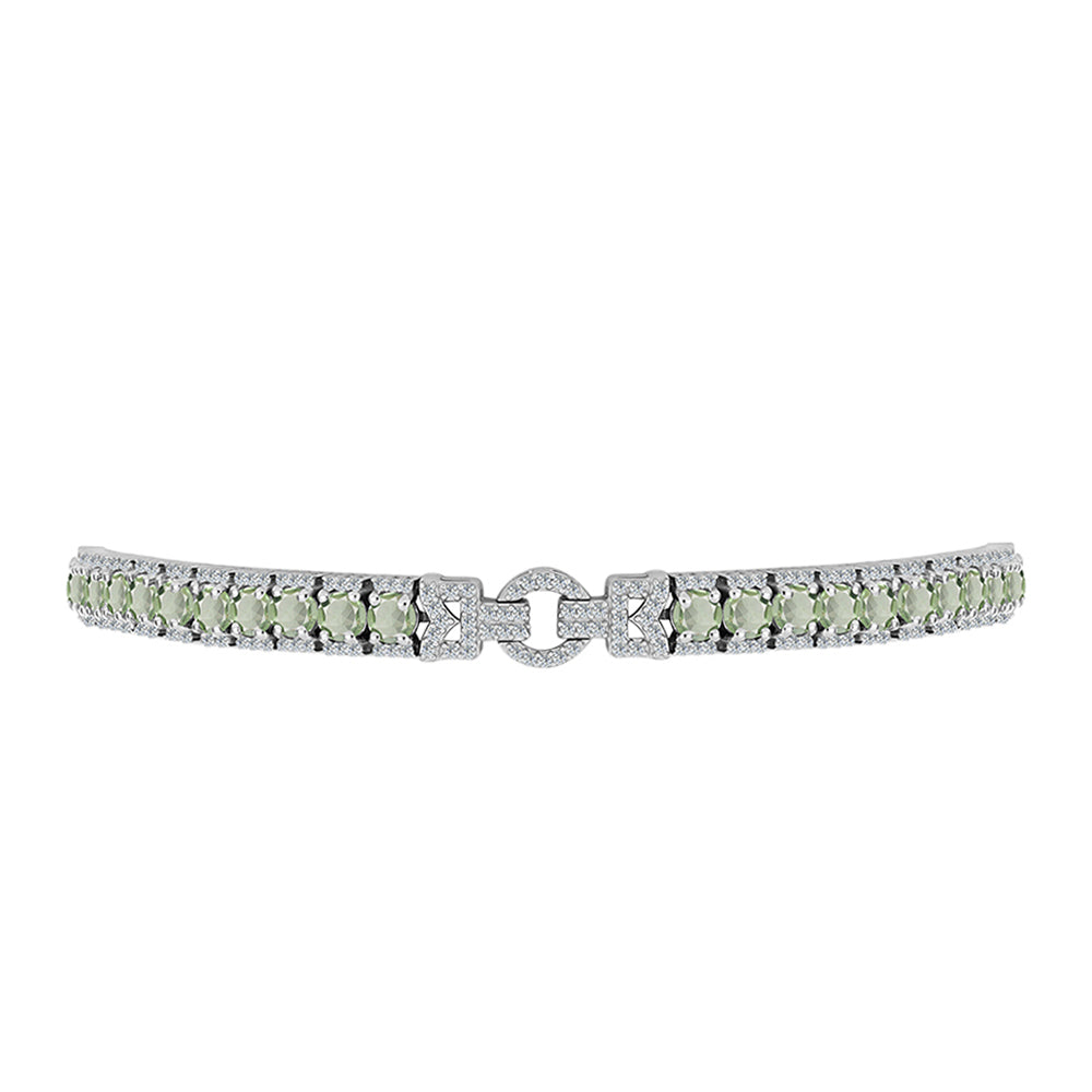 Pulsera de Plata con Amatista Verde y Topacio Blanco 2 