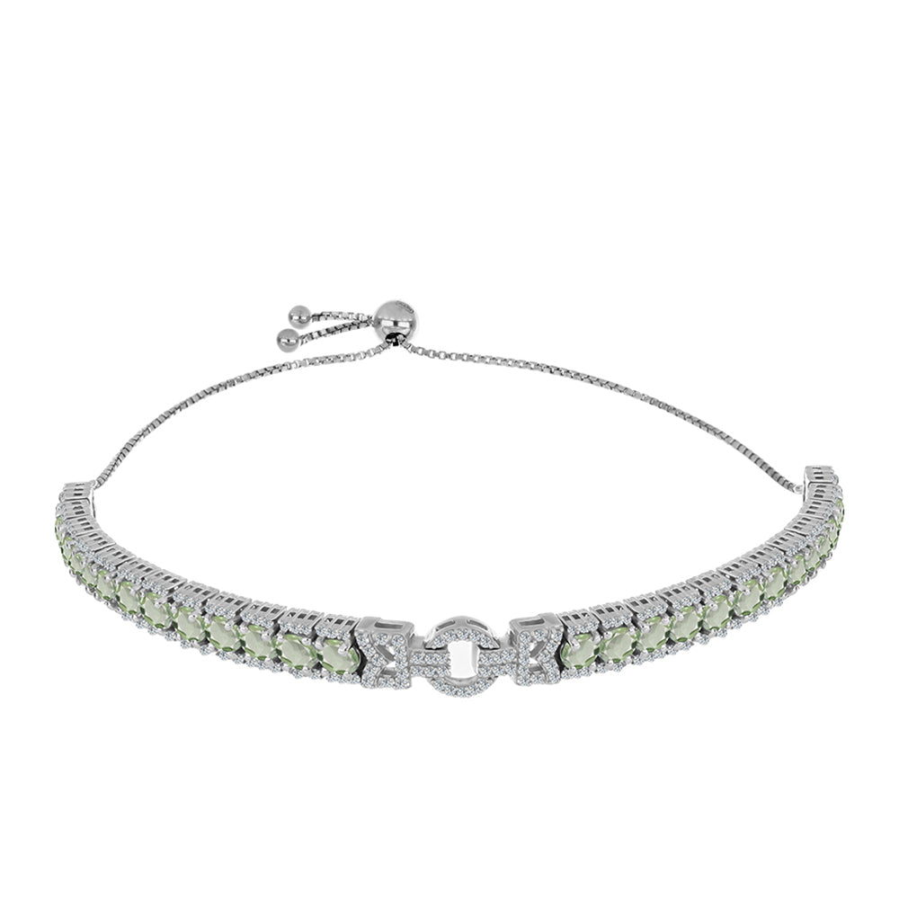 Pulsera de Plata con Amatista Verde y Topacio Blanco 1 