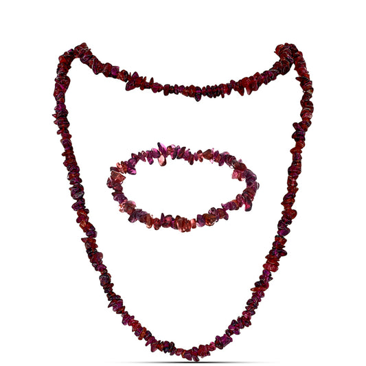 Conjunto Pepita con Granate Rodolita ( Collar +Pulsera )