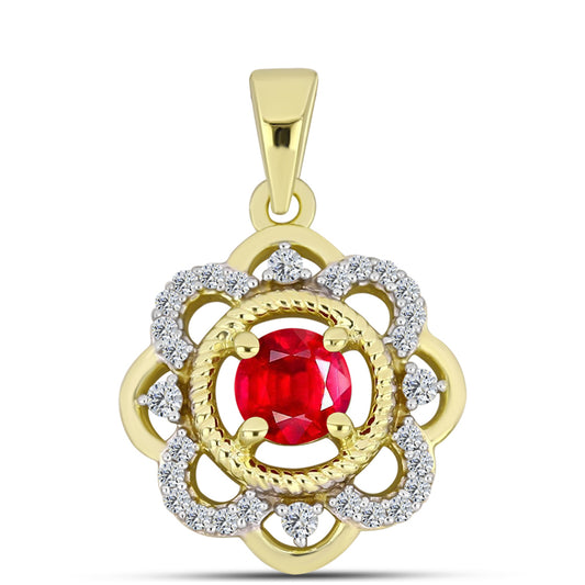 Colgante de Plata Bañada en Oro con Ágata Roja y Topacio Blanco