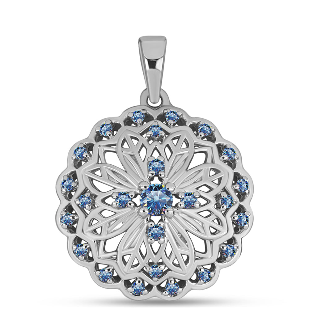 Colgante de Plata con Moisanita azul océano