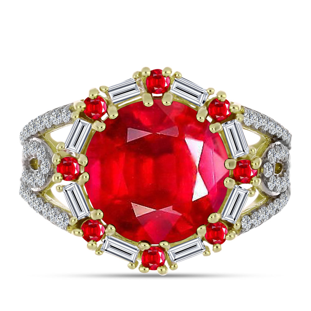 Anillo de Plata Bañada en Oro con Ágata Roja y Zircón Blanco 1 