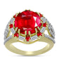 Anillo de Plata Bañada en Oro con Ágata Roja y Zircón Blanco