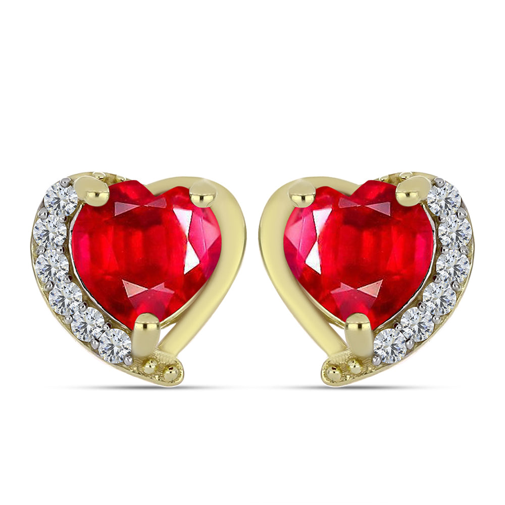 Pendientes de Plata Bañada en Oro con Ágata Roja y Topacio Blanco 1 