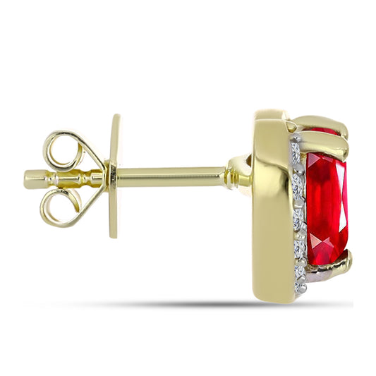 Pendientes de Plata Bañada en Oro con Ágata Roja y Topacio Blanco