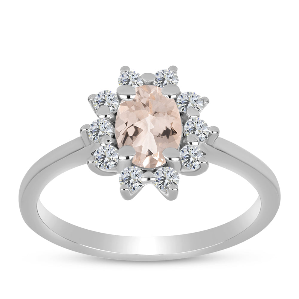 Anillo de Plata con Morganita de Gozareh y Topacio Blanco 3 