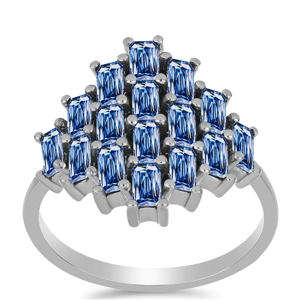 Anillo de Plata con Moisanita azul océano