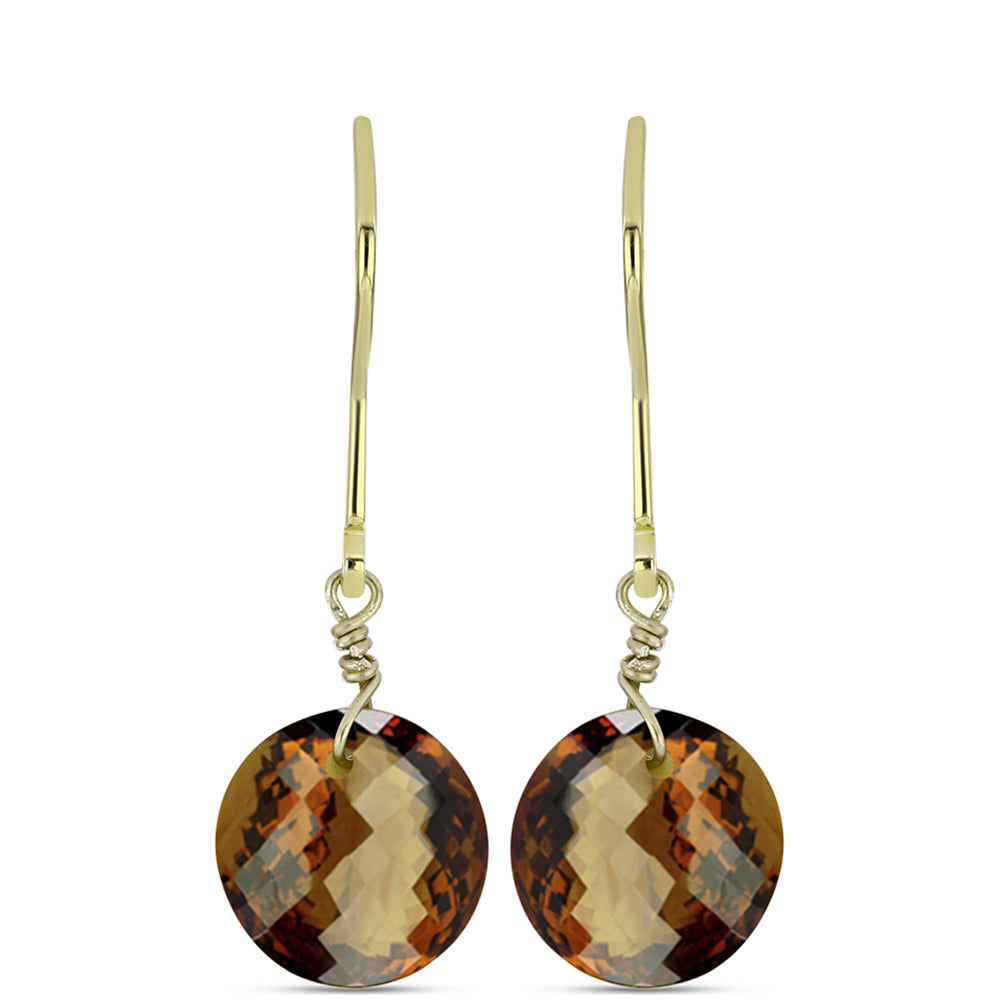 Pendientes de Plata Bañada en Oro con Cuarzo Coñac 1 