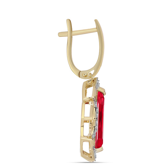 Pendientes de Plata Bañada en Oro con Ágata Roja y Topacio Blanco