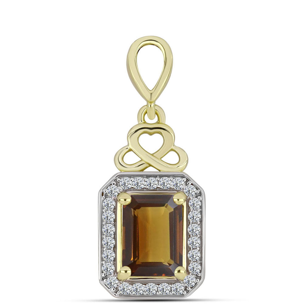 Colgante de Plata Bañada en Oro con Cuarzo Coñac y Topacio Blanco 1 