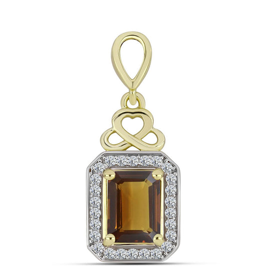 Colgante de Plata Bañada en Oro con Cuarzo Coñac y Topacio Blanco