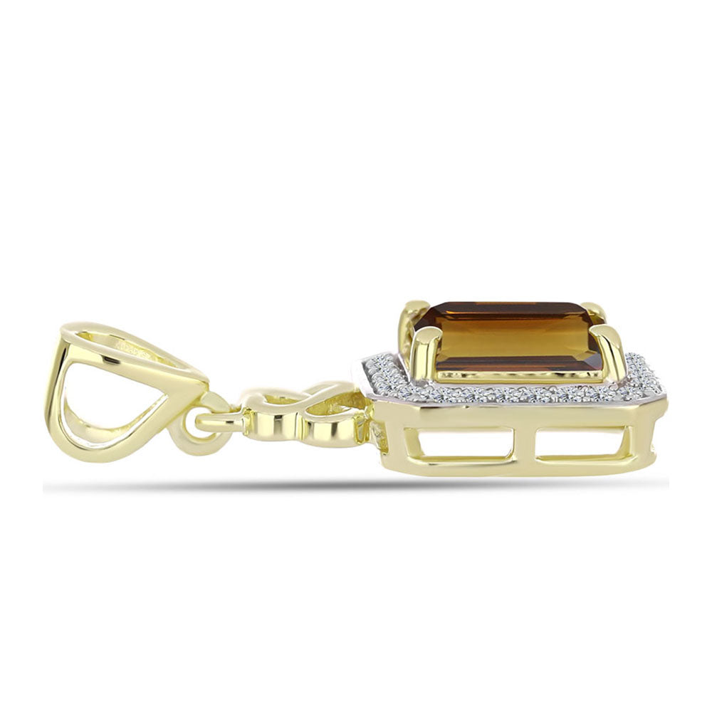 Colgante de Plata Bañada en Oro con Cuarzo Coñac y Topacio Blanco 2 