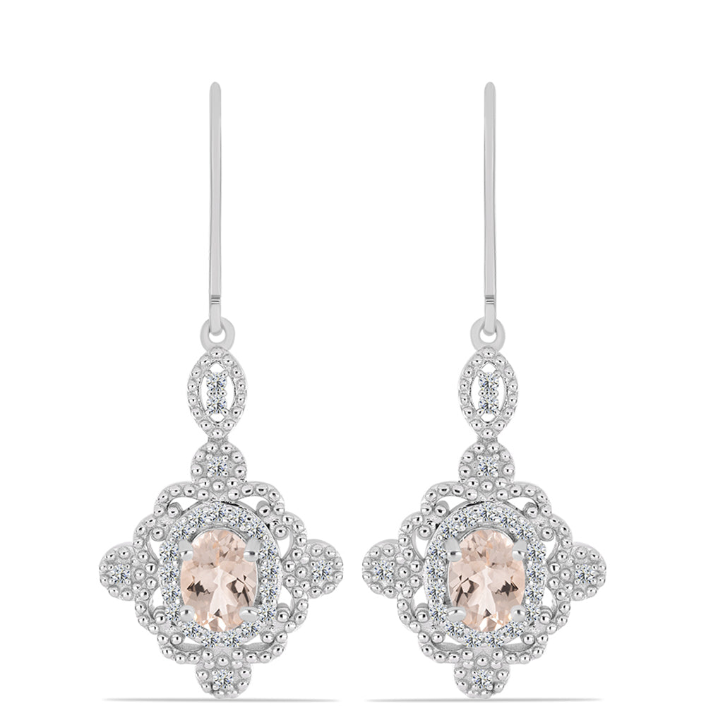 Pendientes de Plata con Morganita de Gozareh y Topacio Blanco 1 