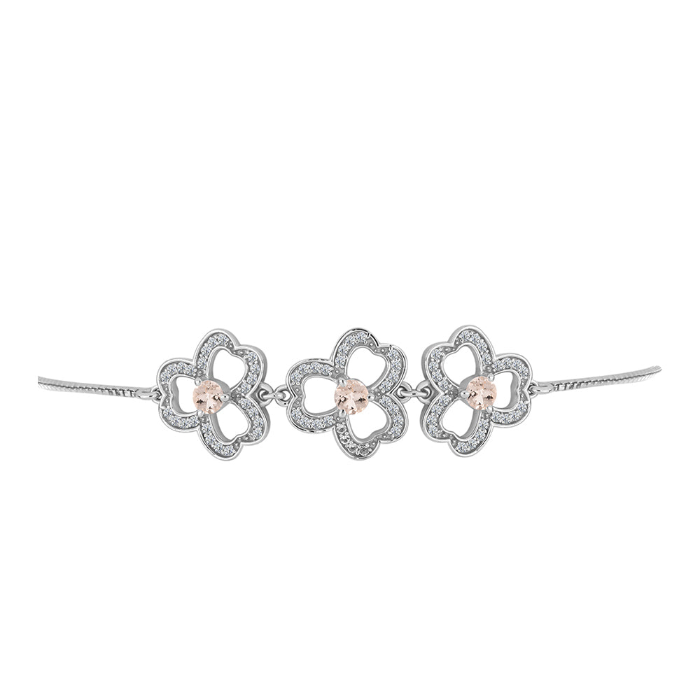 Pulsera de Plata con Morganita de Gozareh y Topacio Blanco 2 