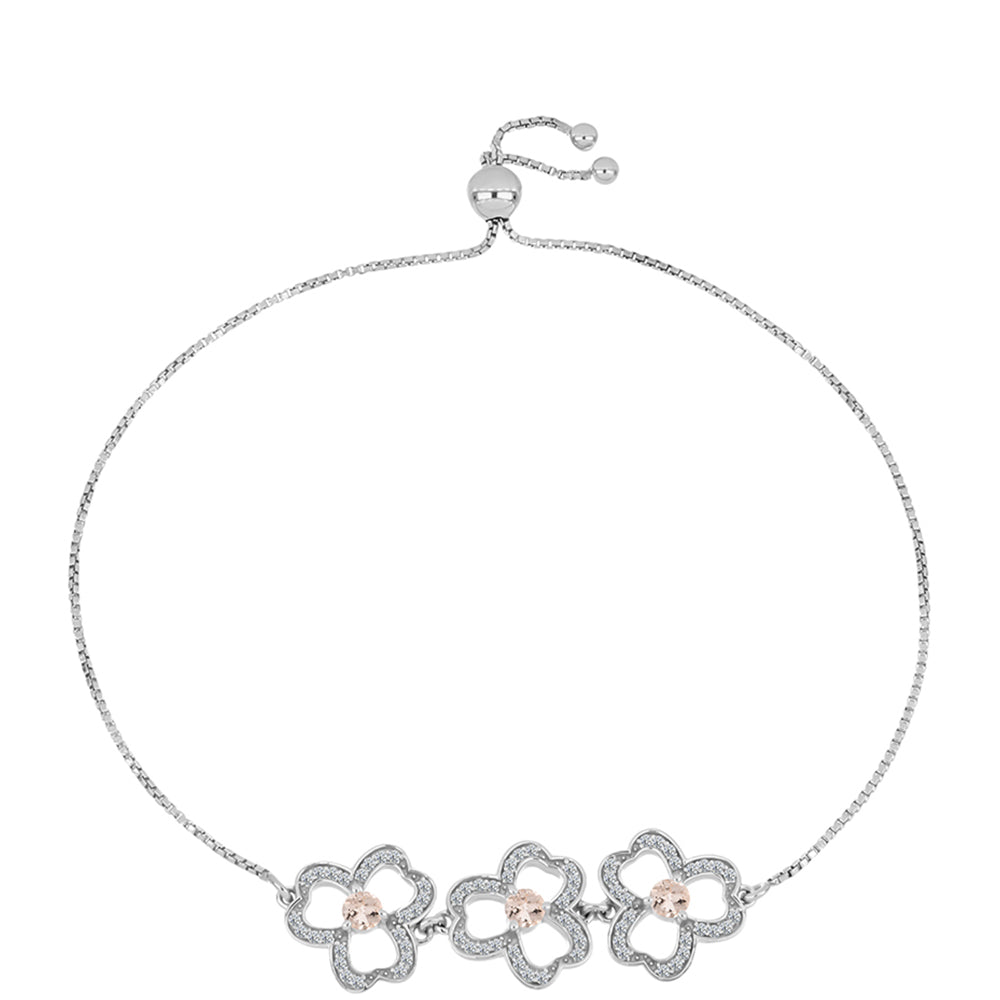 Pulsera de Plata con Morganita de Gozareh y Topacio Blanco 1 