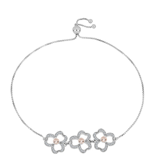 Pulsera de Plata con Morganita de Gozareh y Topacio Blanco
