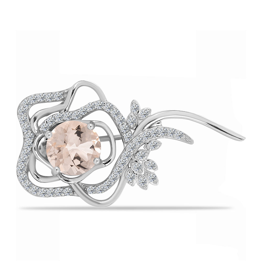 Broche de Plata con Morganita de Gozareh y Topacio Blanco