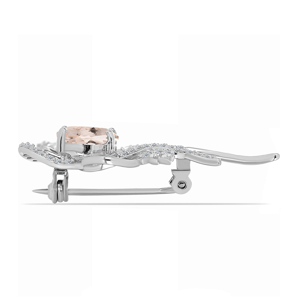 Broche de Plata con Morganita de Gozareh y Topacio Blanco 2 