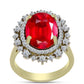Anillo de Plata Bañada en Oro con Ágata Roja y Topacio Blanco
