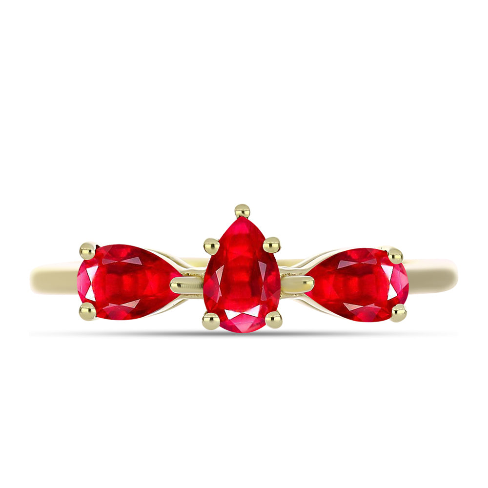 Anillo de Plata Bañada en Oro con Ágata Roja