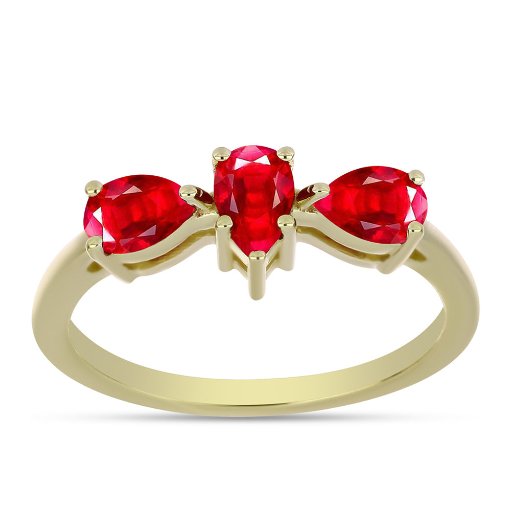 Anillo de Plata Bañada en Oro con Ágata Roja 3 