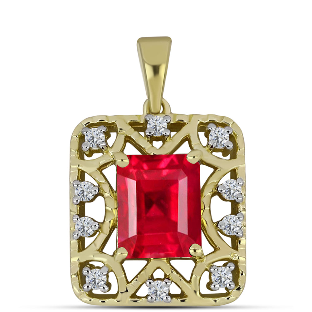 Colgante de Plata Bañada en Oro con Ágata Roja y Topacio Blanco