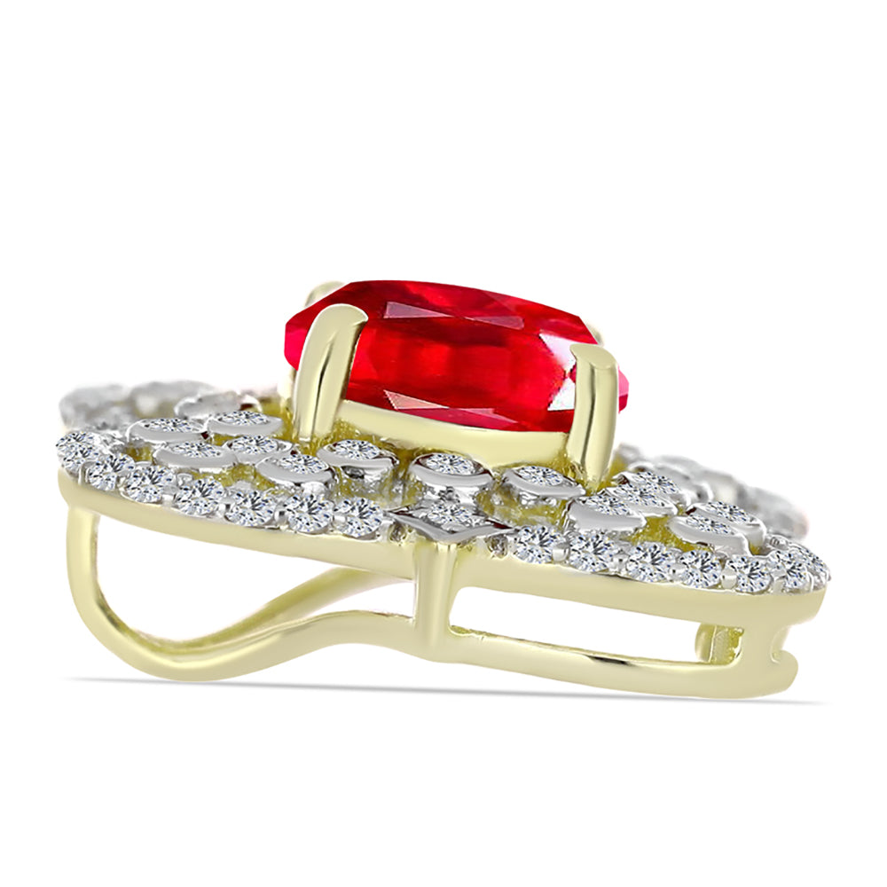 Colgante de Plata Bañada en Oro con Ágata Roja y Topacio Blanco