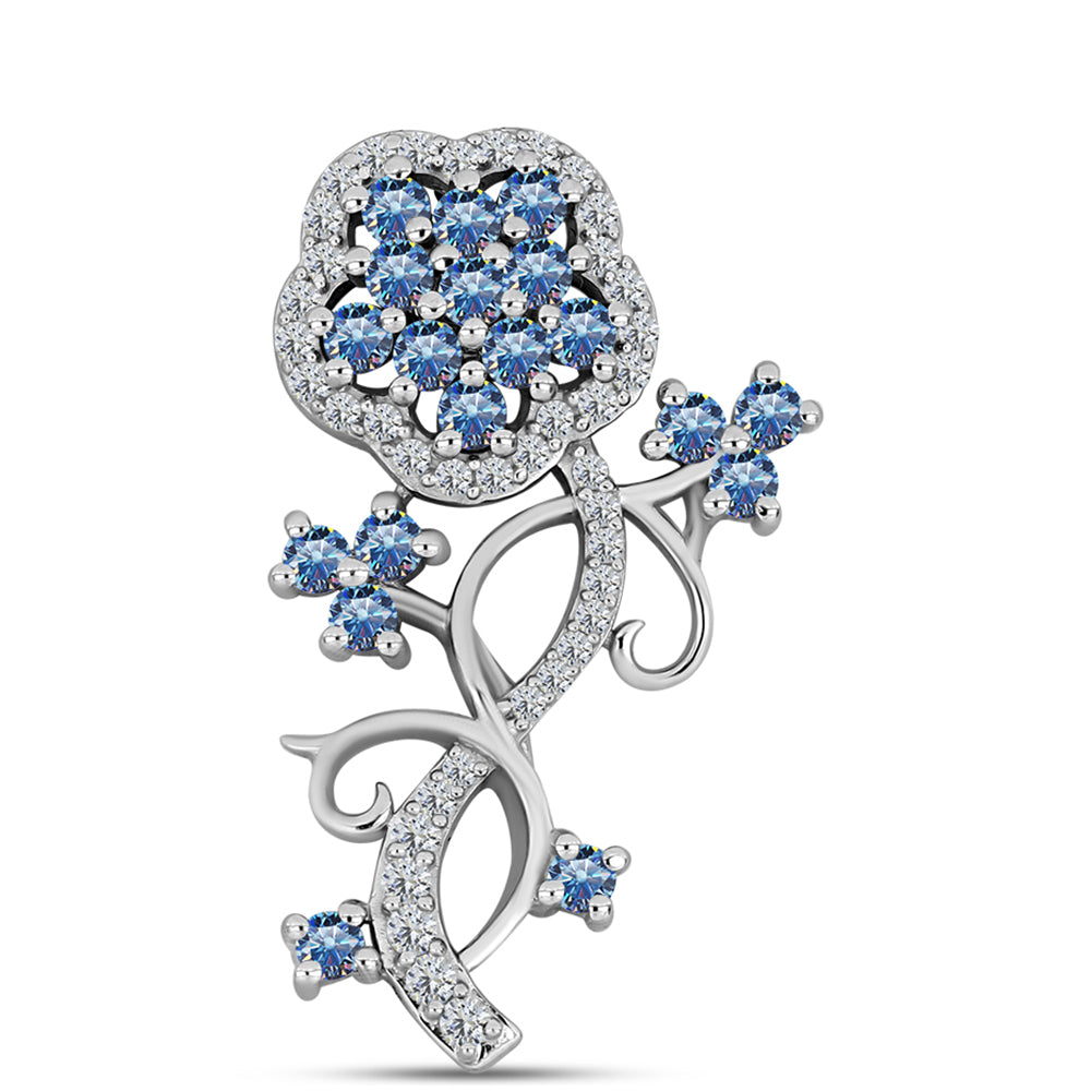 Colgante de Plata con Moisanita azul océano y Topacio Blanco 1 
