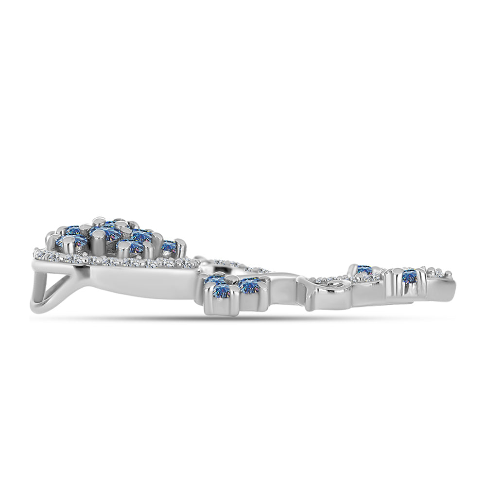 Colgante de Plata con Moisanita azul océano y Topacio Blanco