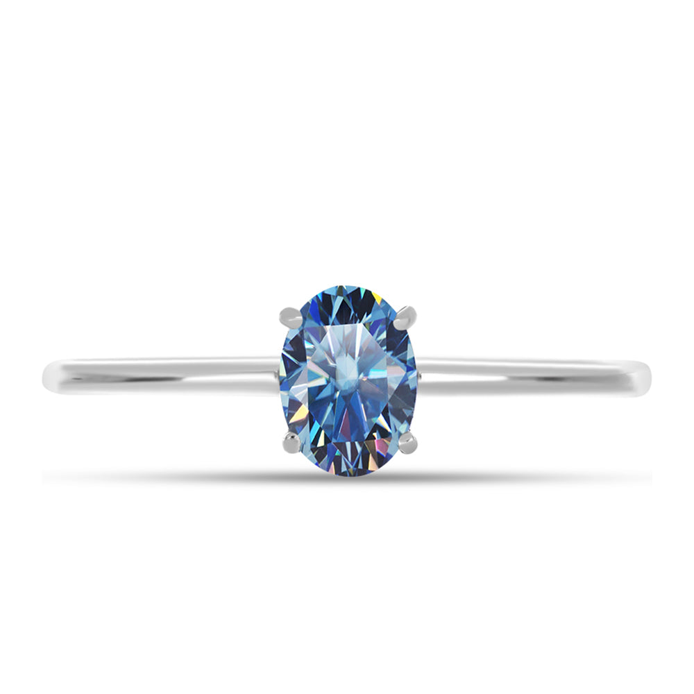 Anillo de Plata con Moisanita azul océano 1 