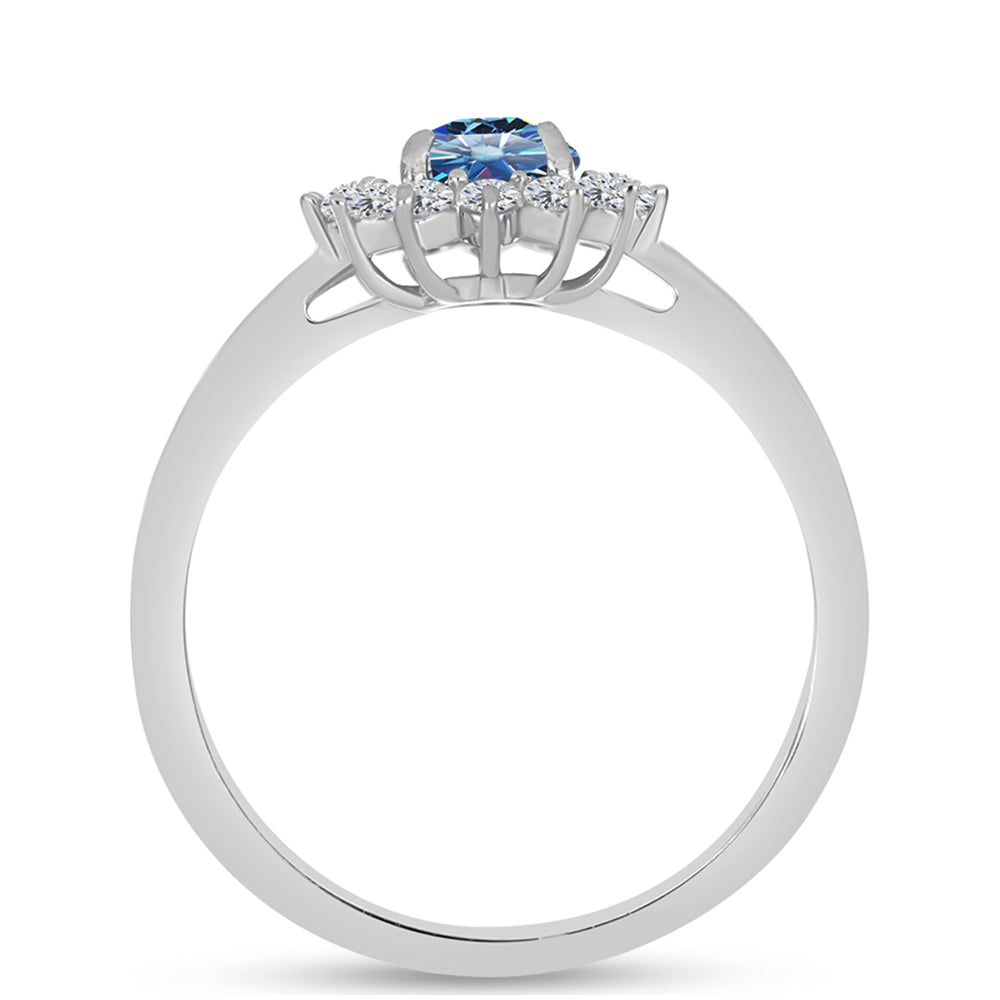 Anillo de Plata con Moisanita azul océano 2 