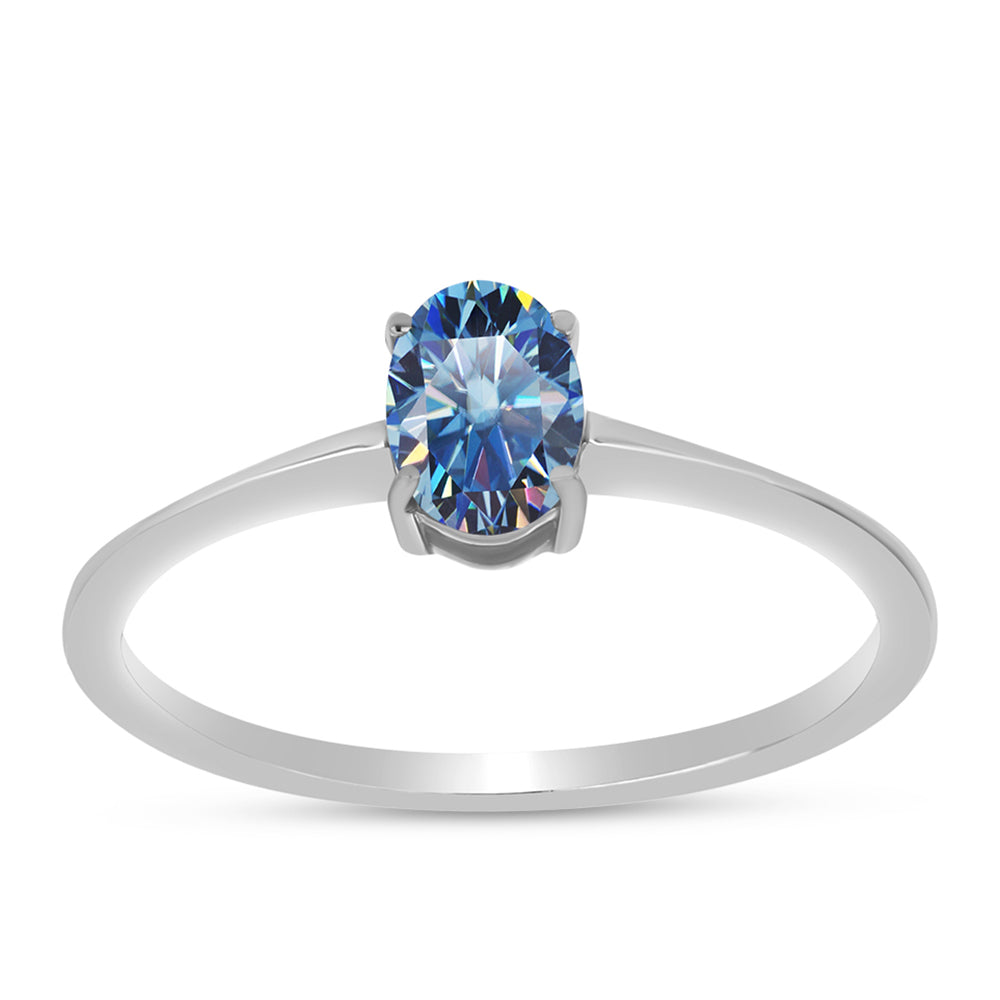Anillo de Plata con Moisanita azul océano
