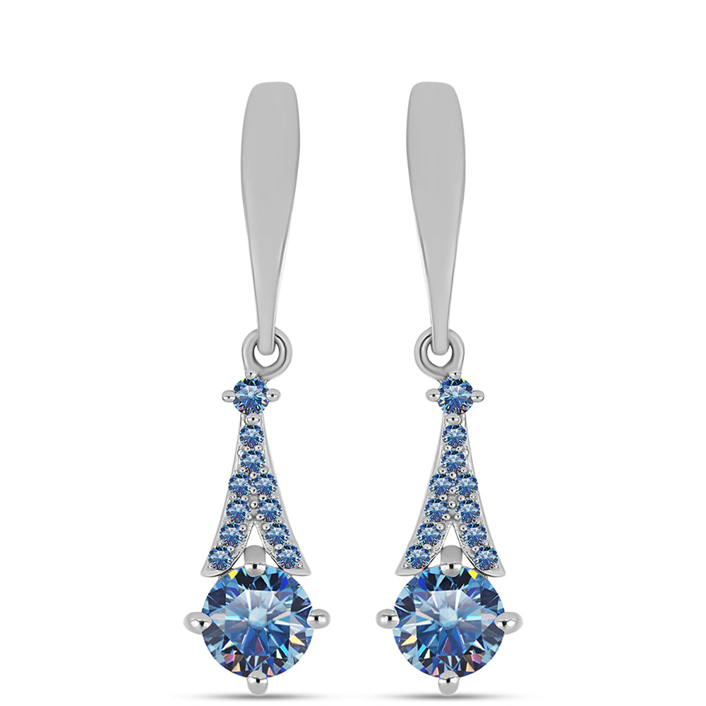 Pendientes de Plata con Moisanita azul océano 1 