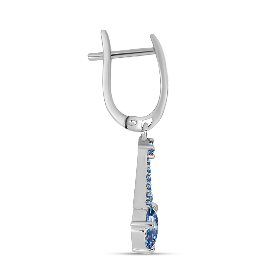 Pendientes de Plata con Moisanita azul océano 2 