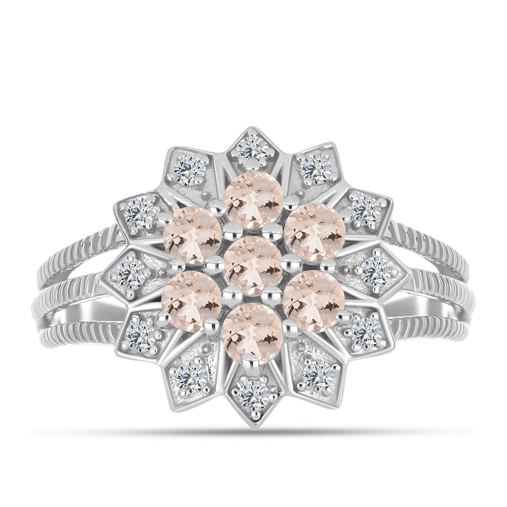 Anillo de Plata con Morganita de Gozareh y Topacio Blanco