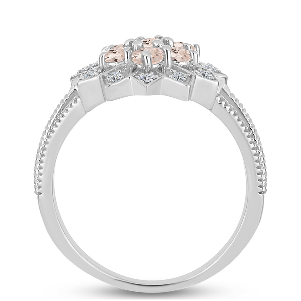 Anillo de Plata con Morganita de Gozareh y Topacio Blanco 2 