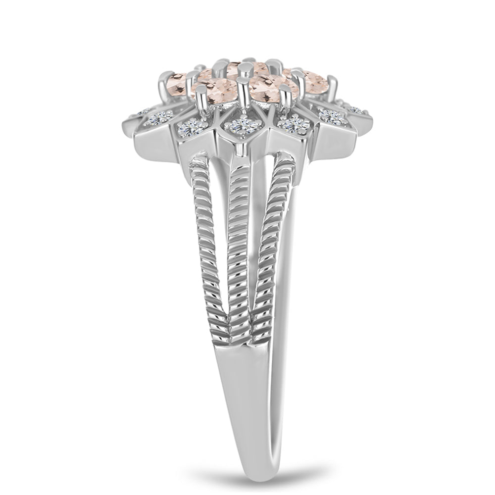 Anillo de Plata con Morganita de Gozareh y Topacio Blanco 4 