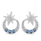 Pendientes de Plata con Moisanita azul océano y Topacio Blanco